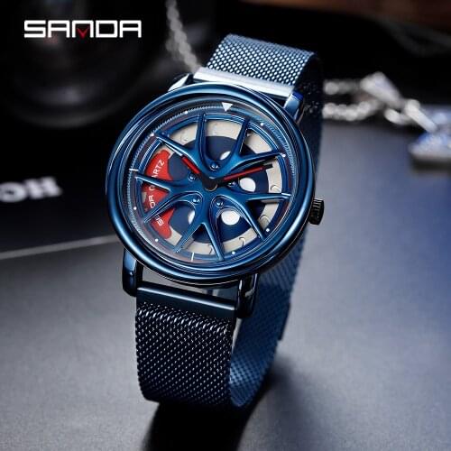 SANDA New Top Brand Men Watches Mens Mesh Belt Waterproof Casual Quartz Date Clock Male Wrist watch relogio masculino P1025