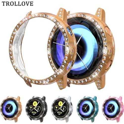 Bling Diamond Bumper Case For Samsung Galaxy Watch Active Band PC Protect Cover Protective Shell Frame Smart Watch Accessories