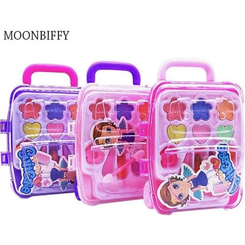 Childrens Cosmetics Princess Makeup Box Trolley Case Shape Eye Shadow Lipstick Safe Nontoxic Girl Birthday Christmas Gifts