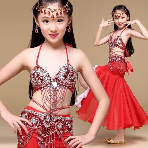 Children India Christmas Gift Stage Performance Oriental Belly Dancing Clothes Children Belly Dance Costume for Girls 6 Colors