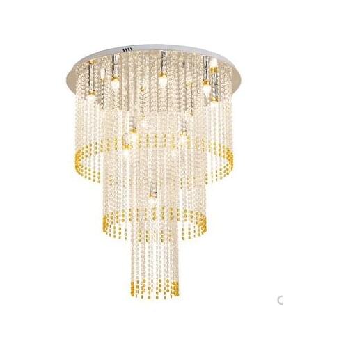 Duplex floor living room crystal chandelier round staircase chandelier modern simple restaurant light three-story hotel lamps
