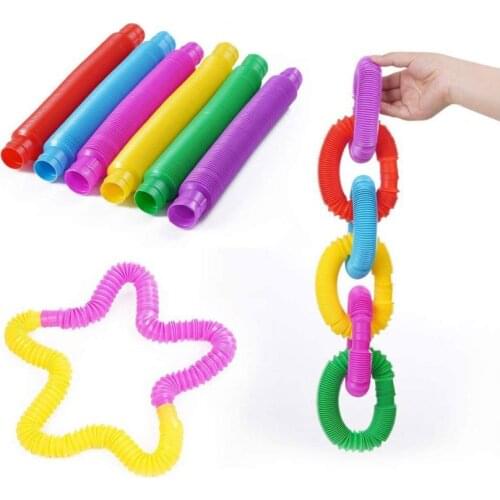 Pop Tubes Sensory Toy for Adult Fidget Stress Relieve Toys Kid Autism Anti Stress Plastic Bellows Children Squeeze Toy