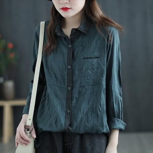 Женские шелковые рубашки Johnature China At AliExpress