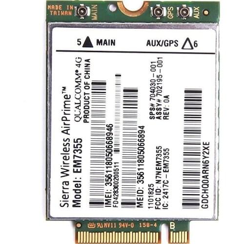 Wireless Adapter Card for Unlock Sierra Gobi5000 EM7355 LTE/EVDO/HSPA+ 42Mbps NGFF Card 4G Module HP lt4111 820 G1 704030-001