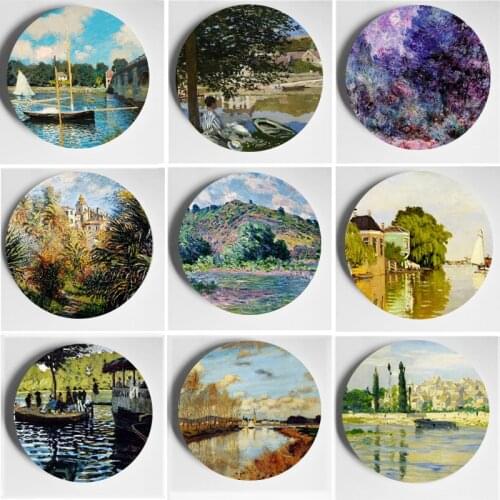 6/7/8/10 Inch Oil Painting Master Monet Wall plate Fashion Ceramic Plate High-Quality Home Schotel Hotel Decoration