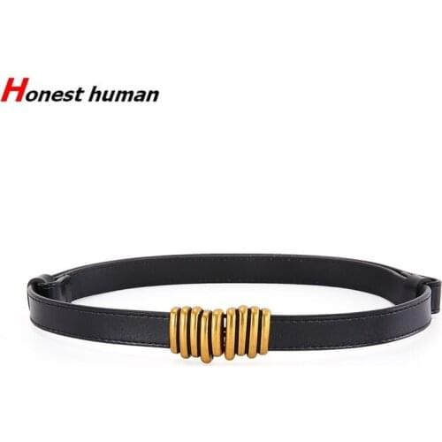 Designer Hot sale adjustable decorative belt women high quality genuine leather thin belt for fashion lady dress Ceinture femme