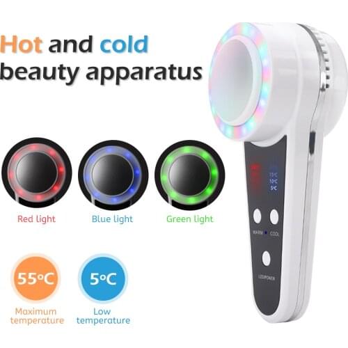 LED Beauty Machine Hot Cold Massage Therapy Facial Massage Face Lift LED Photon Skin Care Vibrate Acupuncture Apparatus