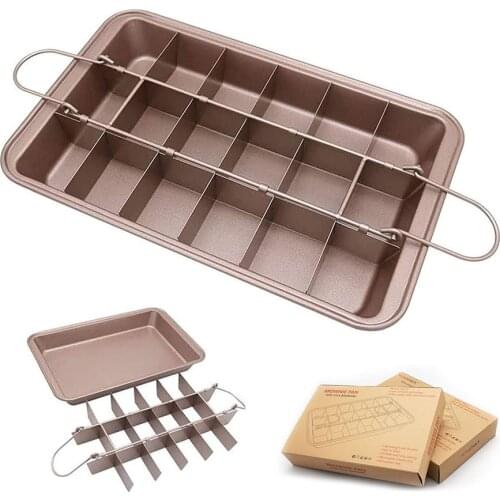 18 Holes Brooklyn Brownie Copper Nonstick Baking Pan with Built-In Slicer Ensures Perfect Crispy Edges Metal Utensi