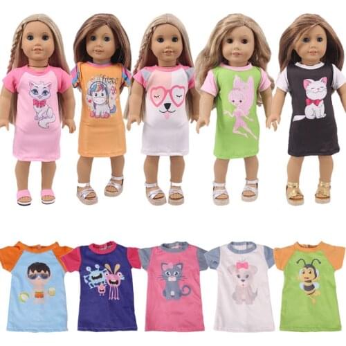Cute Animal Print Pajamas With Multi-color color Matching Design For 18 Inch American Doll & 43 Cm New Born Baby & Logan Dolls
