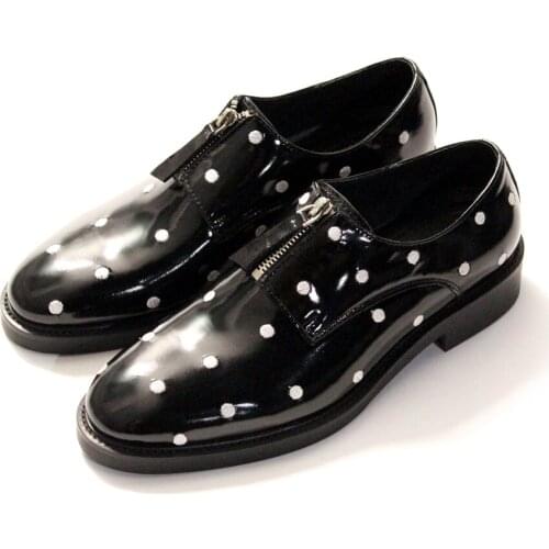 Print Genuine leather Wedding Party Dress Shoes Men Lace Low top Fashion T Show Shoes