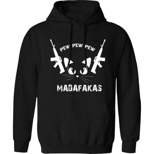 Pew Madafaka Cat Hooded For Mens Long Sleeve Male Sweatshirt Vintage Hipster Mans Clothing Tops Autumn 2020 Sudaderas Pullovers