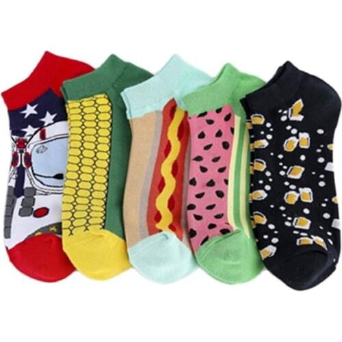 Mens Socks New 2021 Spring Summer Trendy Watermelon Series Pattern Women European American Version Of Female Boat Cotton Socks
