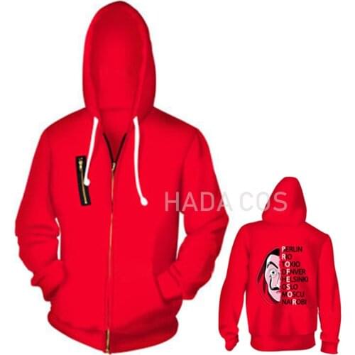 La Casa De Papel Money Heist 3D Printing Custom Mens Sweater Cosplay Anime Dali Red Jacket Casual Hoodies Sweatshirts