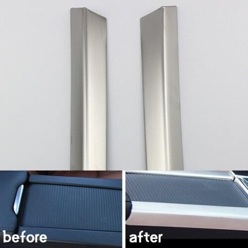 Stainless Steel Central Control Armrest Decorative Strip Trim for Volvo S60L XC60 V60 Cup Holder Protection Strip Car Interior