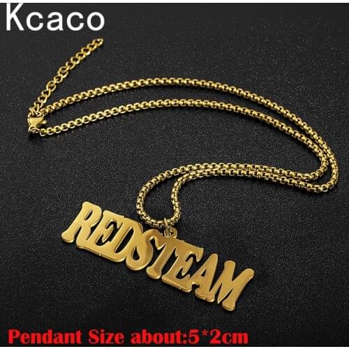 Personalized Stainless Steel Necklace with Large Name Pendant Custom Men Nameplate Gold plated 2.5mm Bead Chain Handmade Gift