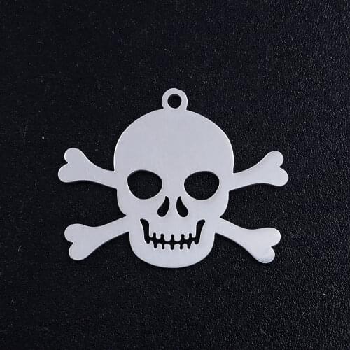 5pcs/lot Gothic Skull Stainless Steel Jewelry Pendant DIY Charms Wholesale Pendants for Necklaces Making Necklace Making Charm