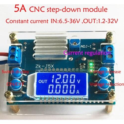 5A NC Step-down Module DC-DC Adjustable Constant Voltage Constant Current LCD Display Button Set Voltage 6.5-36V