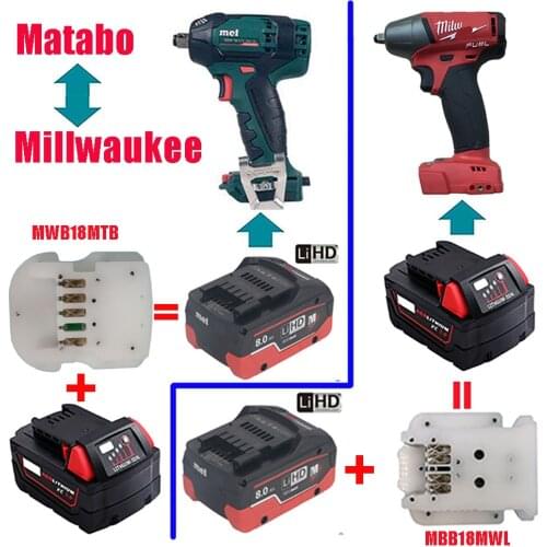 Electric Power Tool Adapter Converter MWB18MBL ( Milwakee Battery to Metabo Tool ) MBB18MWL ( Metabo Battery to Milwaukee Tool )