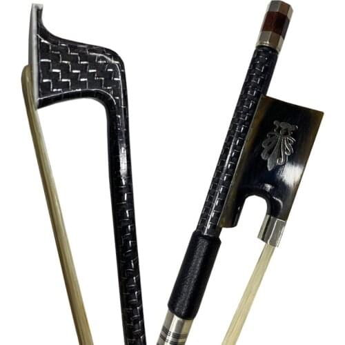 Master professional 4/4 Violin Bow Carbon Fiber Bow Silver Silk Braided Carbon Fiber Bow Ox Horn