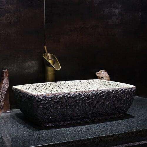 Rectangle Porcelain ceramic counter top bathroom sinks wash basin lavabo sink Bathroom sink ceramic wash basin