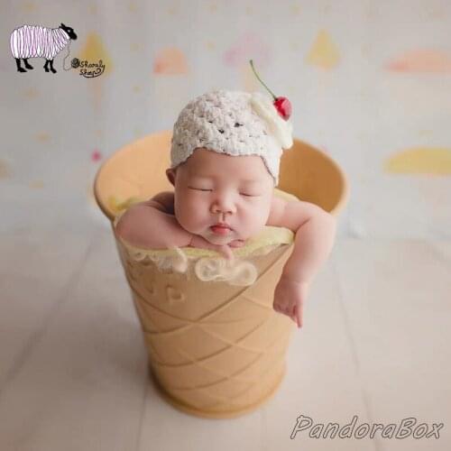 Newborn Photography Props Iron Ice Cream Bucket Baby Boy Girl Studio Posing Basket bebe fotografia Accessories Infant Photo Prop