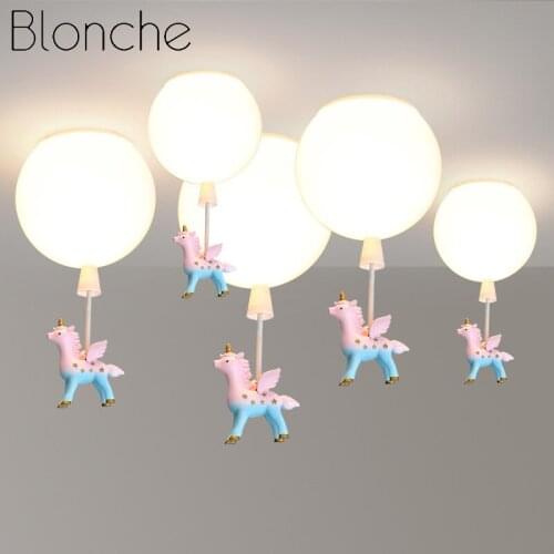 Nordic Balloon Ceiling Light Cartoon Pony Warm Childrens Room LED Chandelier Dining Room Home Bedroom Decoration Ceiling Lamp