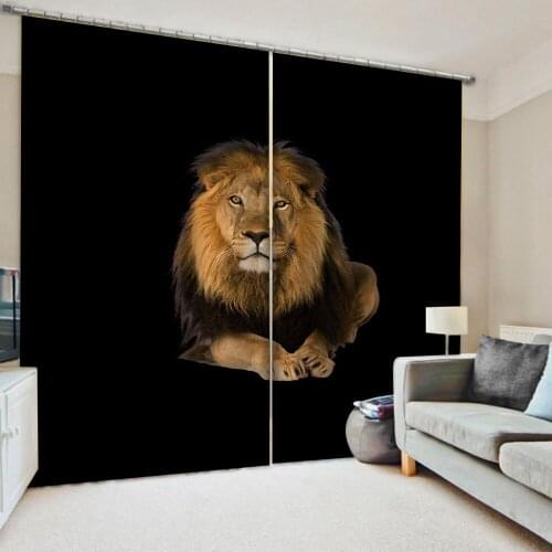Morden brown lions curtains 3D Window Curtains For Living Room Bedroom Customized size personality curtains