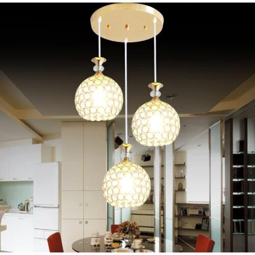 Modern minimalist crystal pendant light dining room lamp 3 head lamp LED corridor hallway balcony room bedroom decor lights SJ33