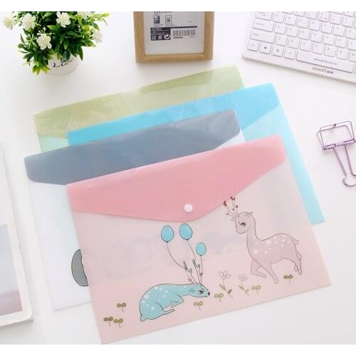 Dimi 4Colors A4 File Documnet Bag Kawaii Bag with Carton Portable File Floders School Folder File Organizer for Study&work