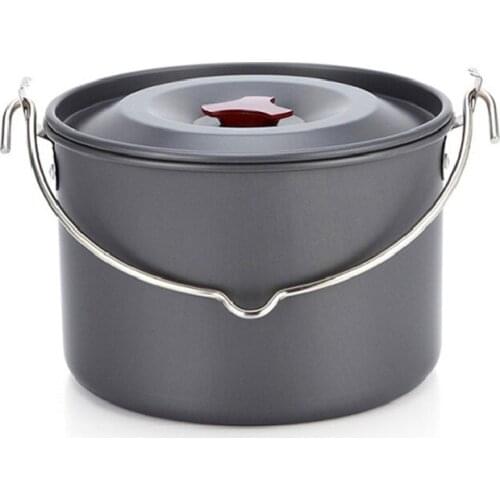 Outdoor Tableware Big Capacity Aluminum Alloy Camping Hanging Cookware Cookware Pot Cooking Picnic For Campfire Pot Utensils 4L
