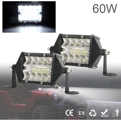Universal 2pcs 3 Row 5 Inch 60W LED Light Bar Waterproof Off Road Driving Led Work Light Bar Combo Beam for Car Tractor Truck