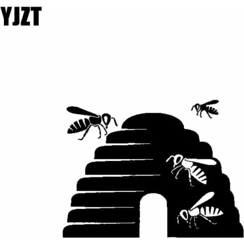 YJZT 15.2CM*11.6CM Bee Hive Honey Beekeeper Vinyl Decal Car Sticker Black/Silver C19-0055