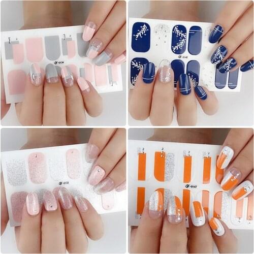 1Sheet Nail Polish Strips DIY Waterproof Nail Wraps Mixed Patterns Full Nail Patch Adhesive for Women Nail Art Stickers