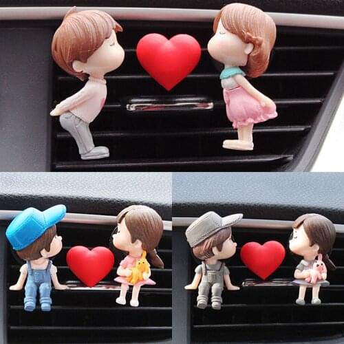 1pc Car Air Vent Freshener Lovely Couple Girl Boy Air Outlet Perfume Clip Aromas Diffuser Decor Car Auto Interior Accessories