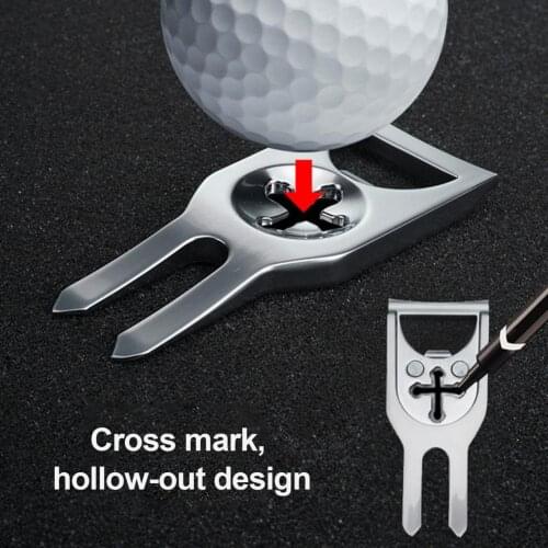 1pc Golf Divot Tool with Golf Ball Tool Marker Pitch Groove Cleaner Golf Pitch-fork Golf Accessories Putting Green Fork