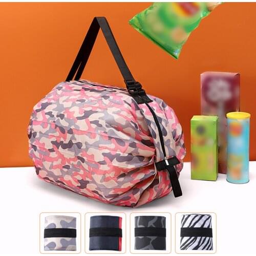 1PC Foldable Shopping Bag Portable Large Capacity Storage Bags Supermarket Nylon Package Shopping Portable Handbag Messenger Bag