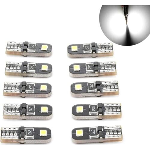 10Pcs 12-24V T10 W5W LED Interior Dome Map License Light Bulb T10 2825 168 158 194 CANBUS Car Light Assembly 6000K White