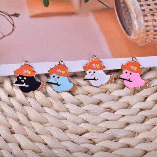 10pcs Halloween Ghost Enamel Metal Charms Earring Bracelet DIY Jewelry Making