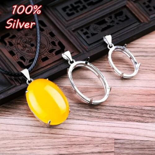 100% 925 Sterling Silverr Color Plated Platinum Oval Pendant Blank Base Fit 17x25mm/13x19mm/25*35mm Jewelry Making
