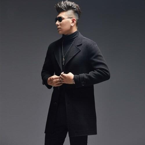 100% Wool Coat Men Autumn Double-sided Long Jacket Men Korean Mens Overcoat Peacoat Jackets Erkek Mont LM18-1019 KJ1566