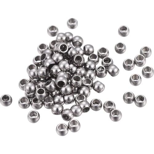 20pcs Rondelle Smooth 304 Stainless Steel Spacer Seamless Loose Beads with 1mm hole for Jewelry Making