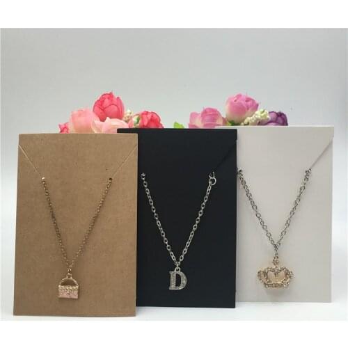 200Pcs Necklace&Earrings Display Cards Jewelry Show Packaging Card Brown/Black/White Paper Cardboard 9x5cm Accept Custom Logo