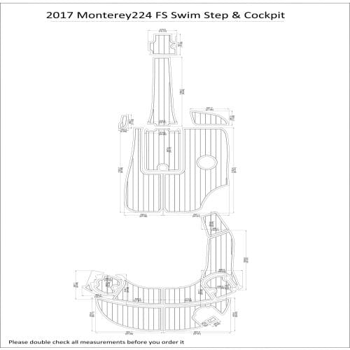 2017 Monterey 224 FS Swim Step & Cockpit Pad Boat EVA Teak Decking 1/4" 6mm