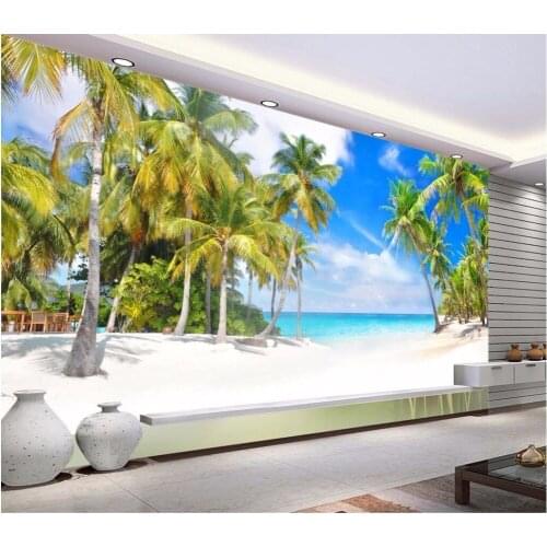3d wall murals wallpaper for living room walls 3 d photo wallpaper Coconut sea scenery picture decor Custom mural painting