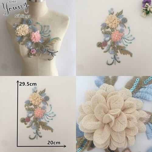 3D Embroidery Applique Lace collar DIY Sewing lace Fabric Sequins Neckline ABS pearl Trim Wedding dress Accessories Scrapbooking