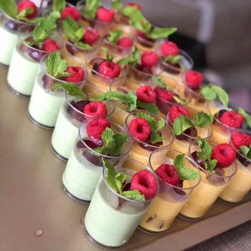 50pcs 140ml small transparent dessert cup birthday wedding party baking decor tool pudding ice cream cake round plastic cups