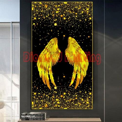 DIY 5D Diamond Painting Golden angel wings Full Square Round Diamond Embroidery Cross Stitch Mosaic Art handmade gift home decor