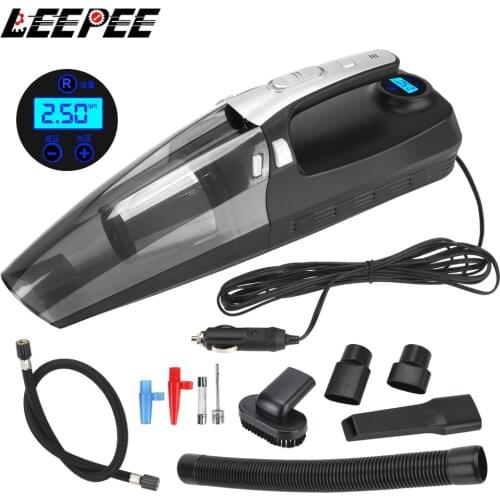 4 in 1 Car Vacuum Cleaner 12V 120W Inflator Pump with Digital Display LED Lighting High Suction For Car Wet And Dry dual-use