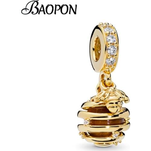BAOPON 2Pcs/Lot Honey & Bee Charms Pendant fit Brand Bracelets Necklace for Women Lover Jewelry Making Accessories Gift