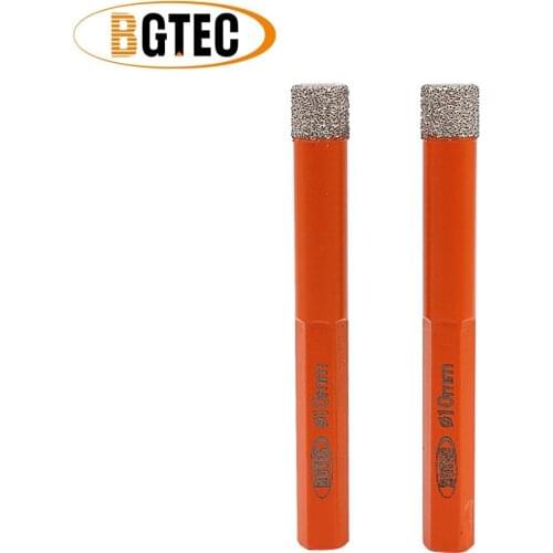 BGTEC 2pcs Hex shank 10mm Vacuum Brazed drilling bits Dry diamond drill bits for ceramie tile granite